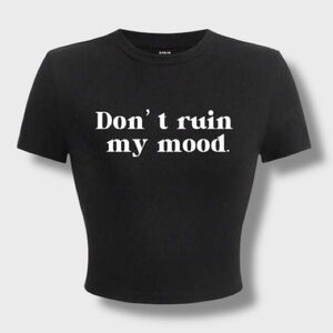 Black Graphic Tee with White Letters - M